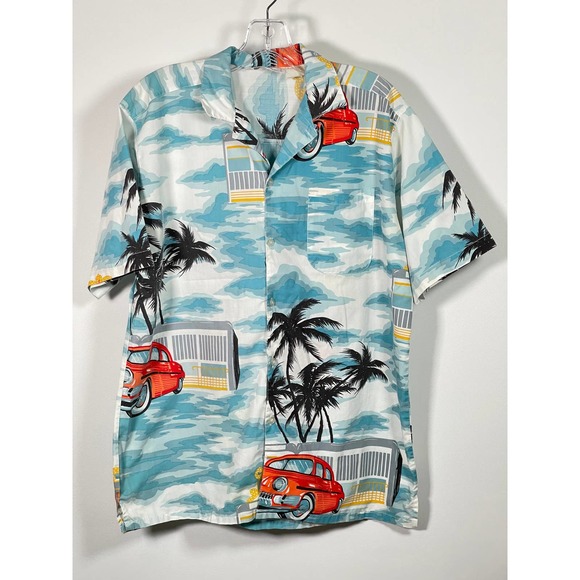 Repage Other - Repage Tropical Hawaiian Class Red Car Button Short Sleeve Shirt Size Small